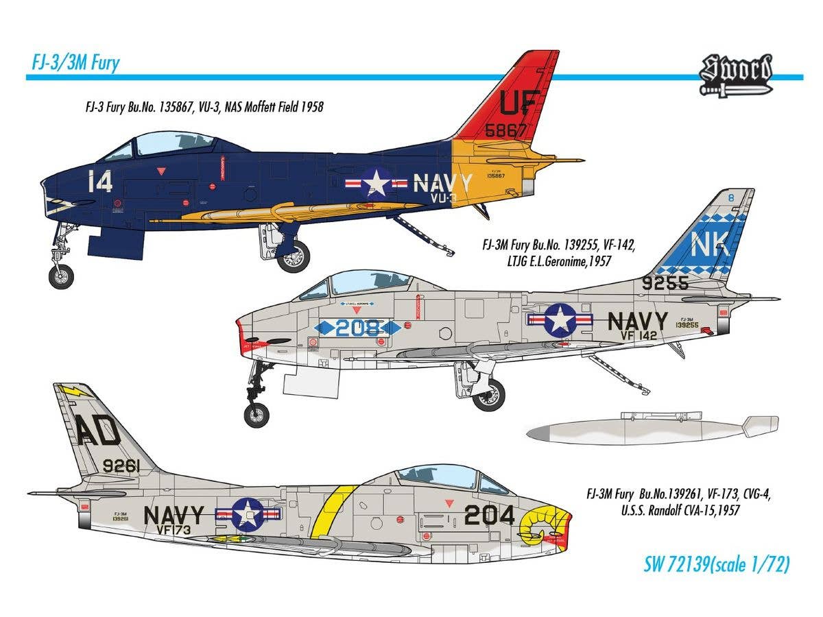 Sword Models 1/72 FJ-3/3M Fury, Aircraft | 8596444721394