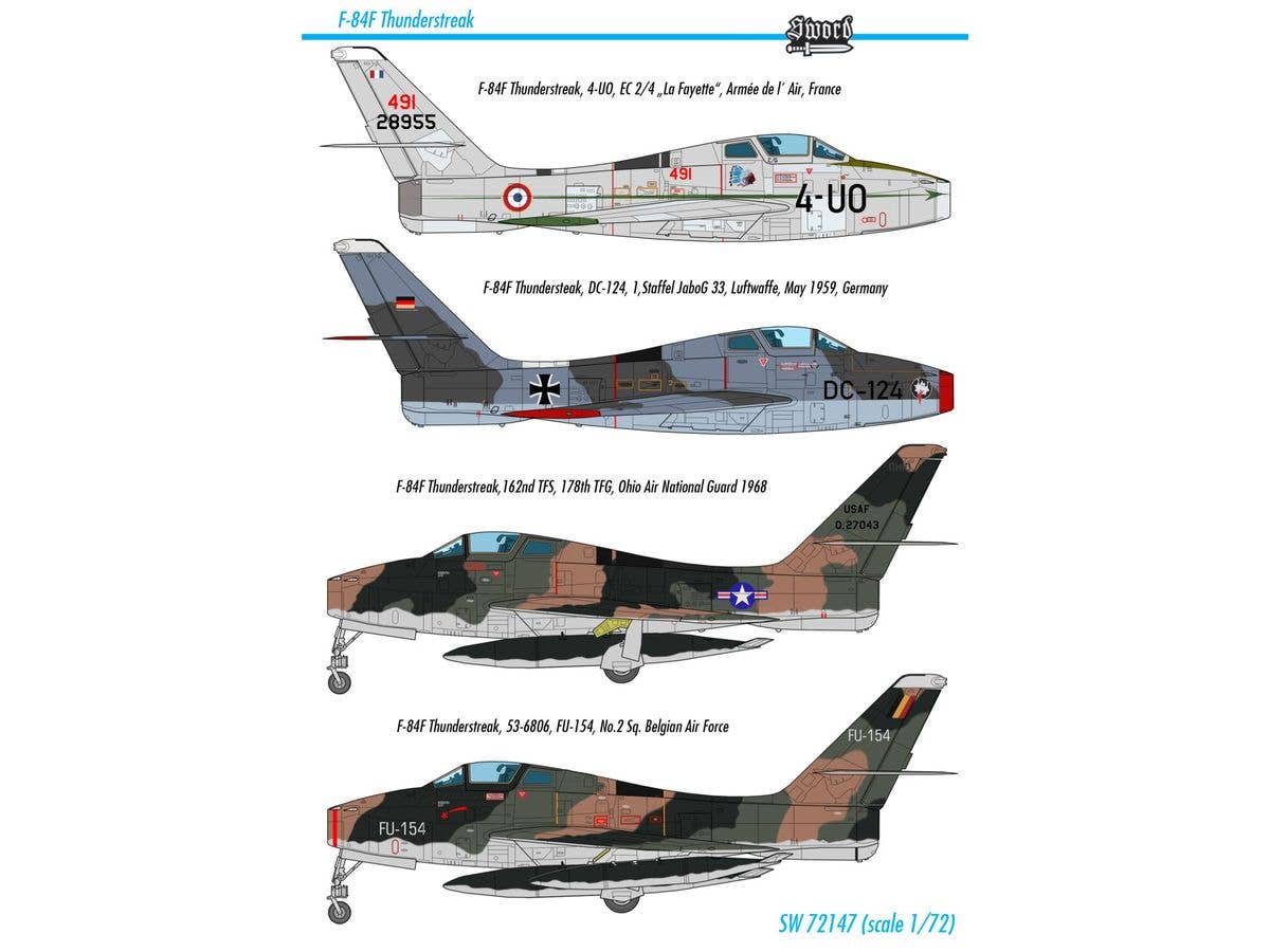 Sword Models 1/72 F-84F Thunderstreak (2023 new decals) | 8596444721479