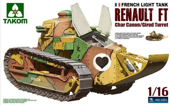 Takom 1/16 French Light Tank Renault FT char canon/Girod turret | 4897051420019