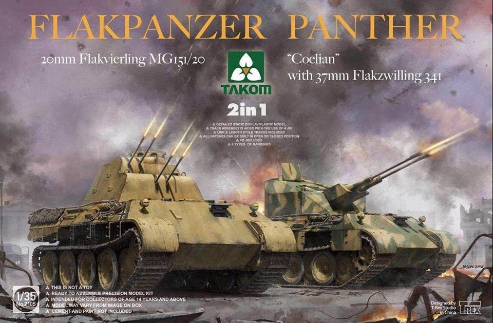 Takom 1/35 Flakpanzer Panther 'Coelian' with 37mm Flakzwilling 341 & 20mm flakvierling mg151/20 2 in 1 | 4897051421337
