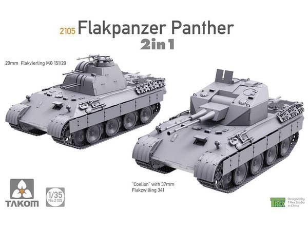 Takom 1/35 Flakpanzer Panther 'Coelian' with 37mm Flakzwilling 341 & 20mm flakvierling mg151/20 2 in 1 | 4897051421337