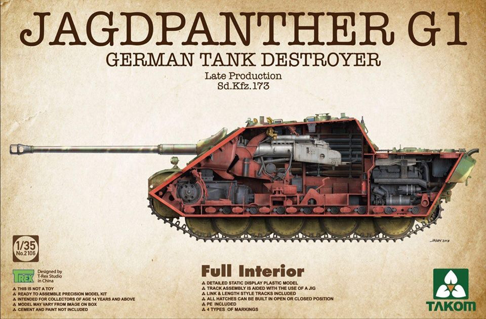 Takom 1/35 Jagdpanther G1 German Tank Destroyer Late Production Sd.Kfz.173 Full Int. | 4897051421399