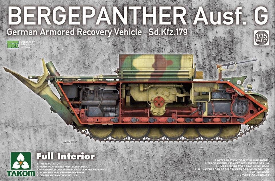 Takom 1/35 Bergepanther Ausf.G German Armored Recovery Vehicle Sd.Kfz.179 w/ full interior kit | 4897051421405