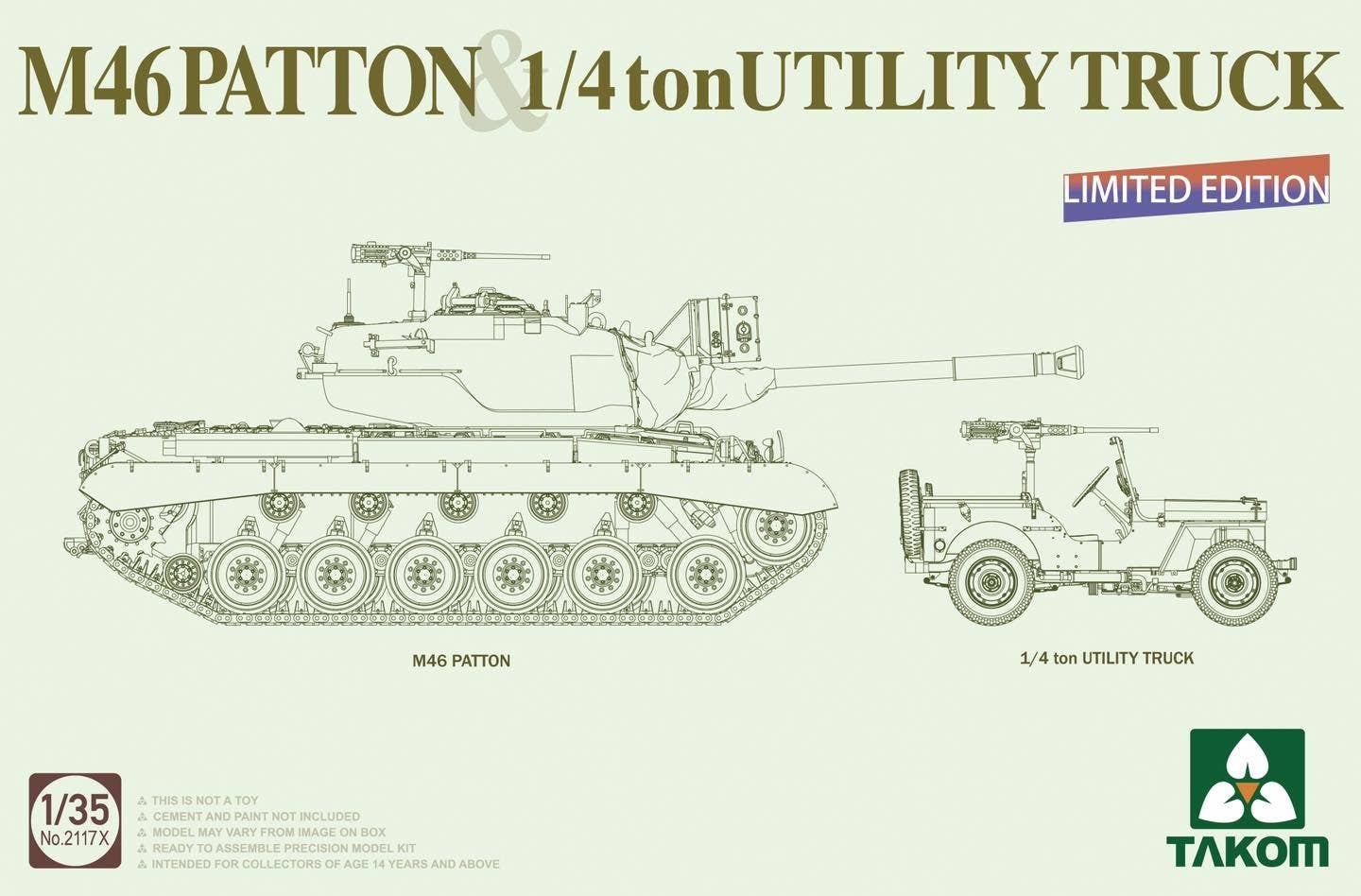 Takom 1/35 US MEDIUM TANK M46 PATTON + 1/4 ton UTILITY TRUCK | 4897051421771