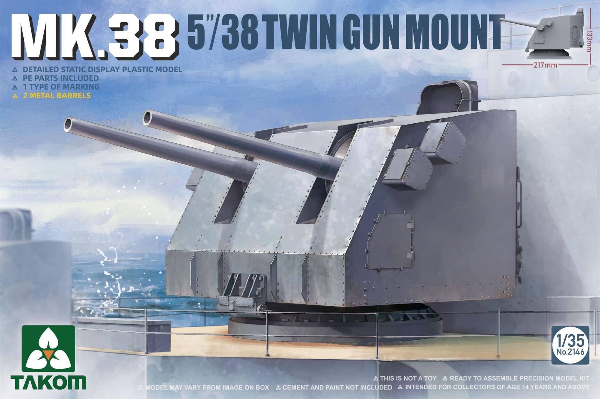 Takom 1/35 MK.38 5''/38 Twin Gun Mount (Metal Barrel) | 4897051421993