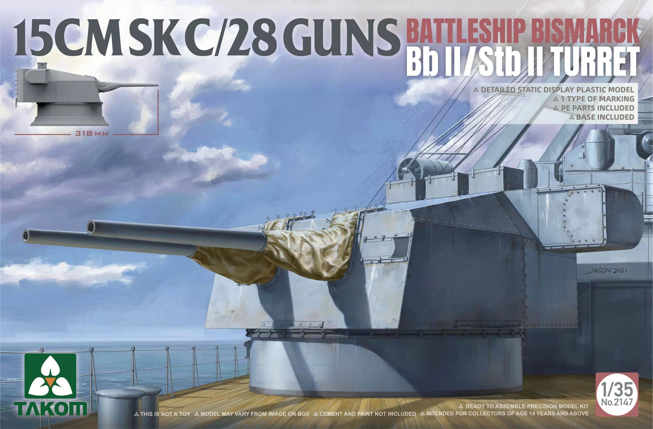 Takom 1/35 15CMSK C/28 Guns Battleship Bismarck Bb II / Stb II Turret | 4897051422051