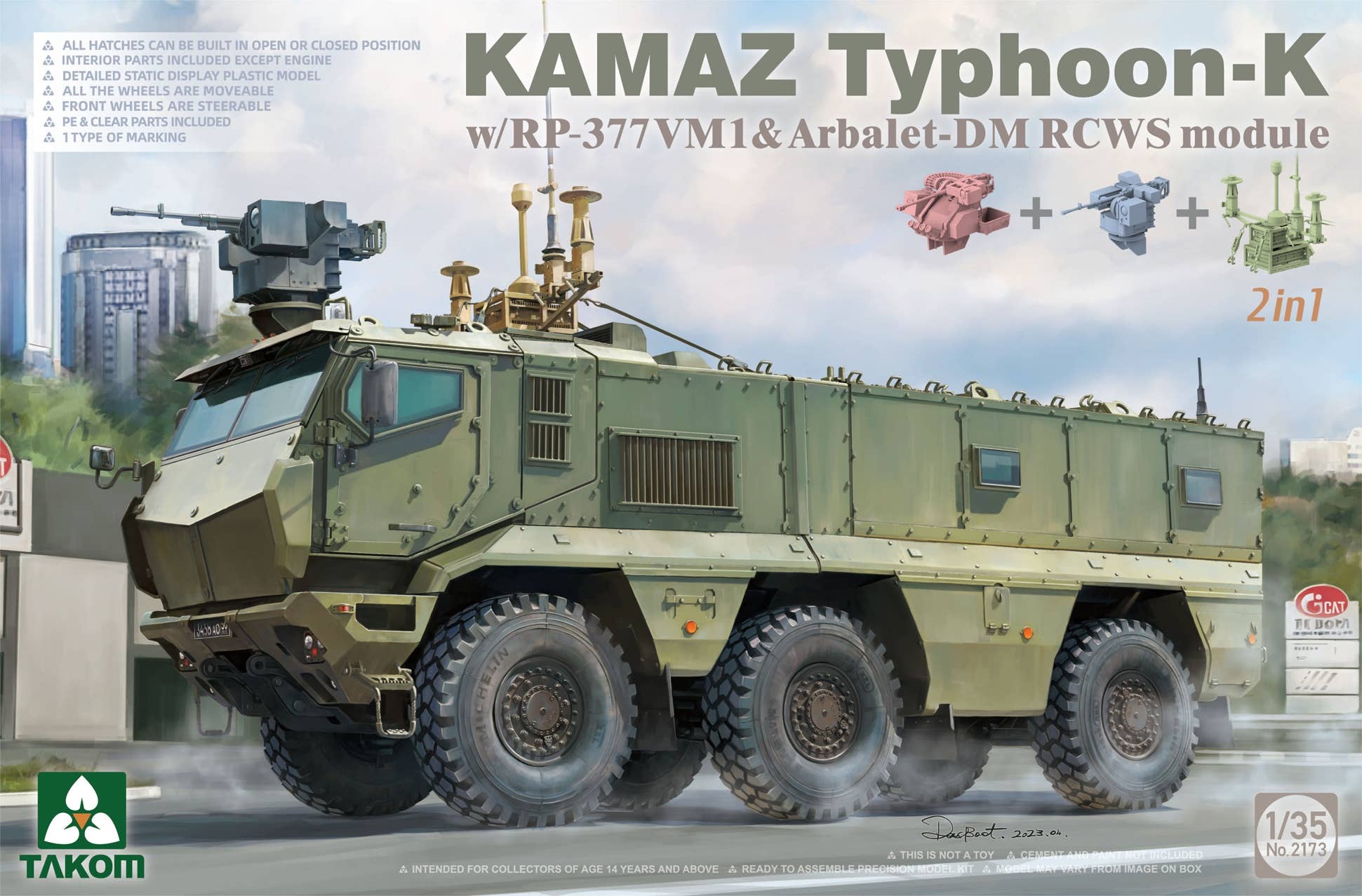 Takom 1/35 KAMAZ Typhoon-K w/RP-377VM1 & Arbalet-DM RCWS module 2 in 1 | 4897051422747