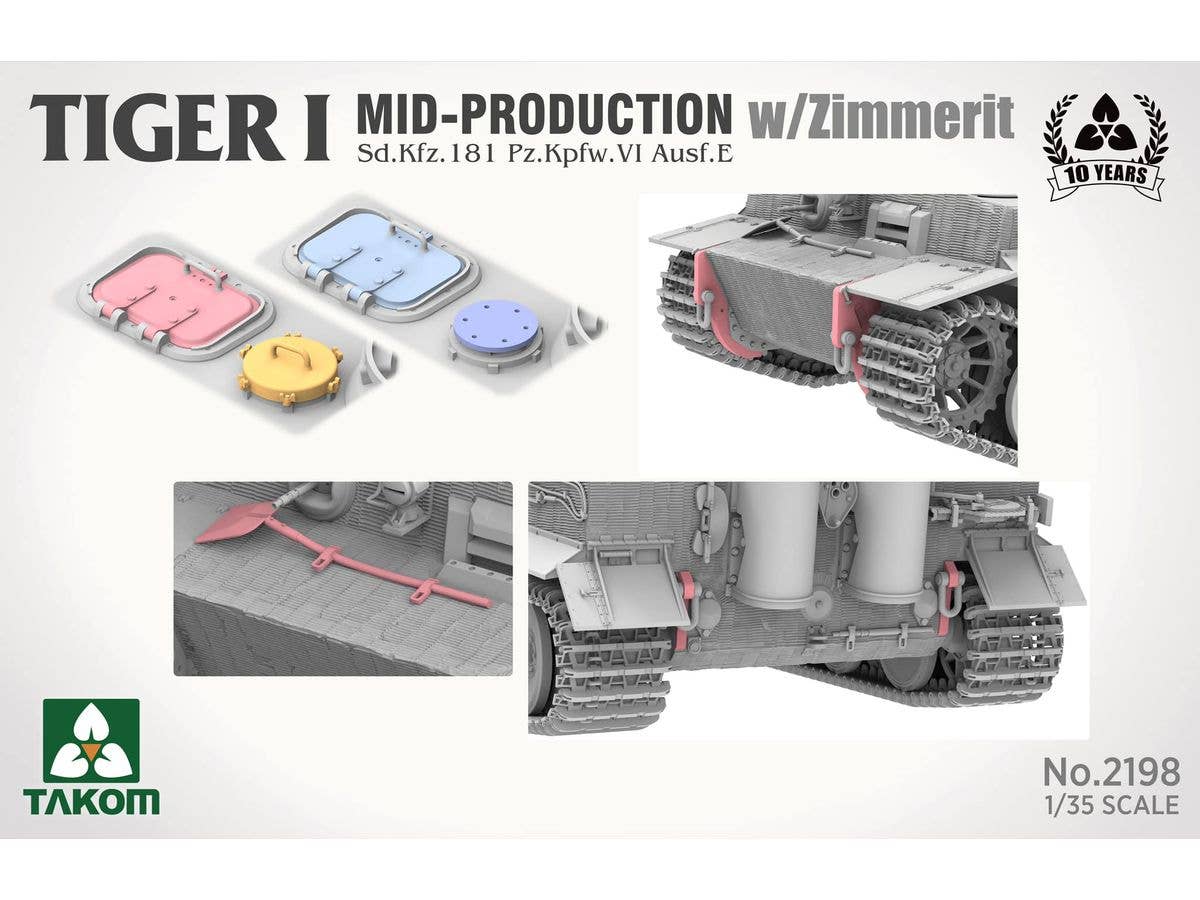 Takom 1/35 Tiger I Mid-Production w/Zimmerit Sd.Kfz.181 Pz.Kpfw.VI Ausf.E | 4897051422938