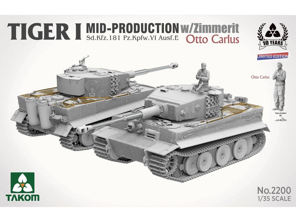 Takom 1/35 Tiger I Mid-Production w/Zimmerit Sd.Kfz.181 Pz.Kpfw.VI Ausf.E Otto Carius (Limited edition) | 4897051422952