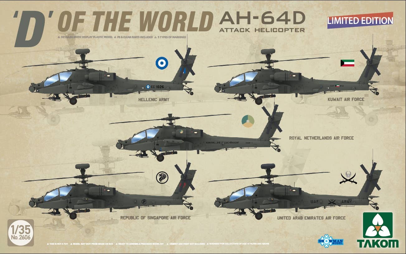 Takom 1/35 'D' OF THE WORLD AH-64D ATTACK HELICOPTER (LIMITED EDITION) | 4897051422631