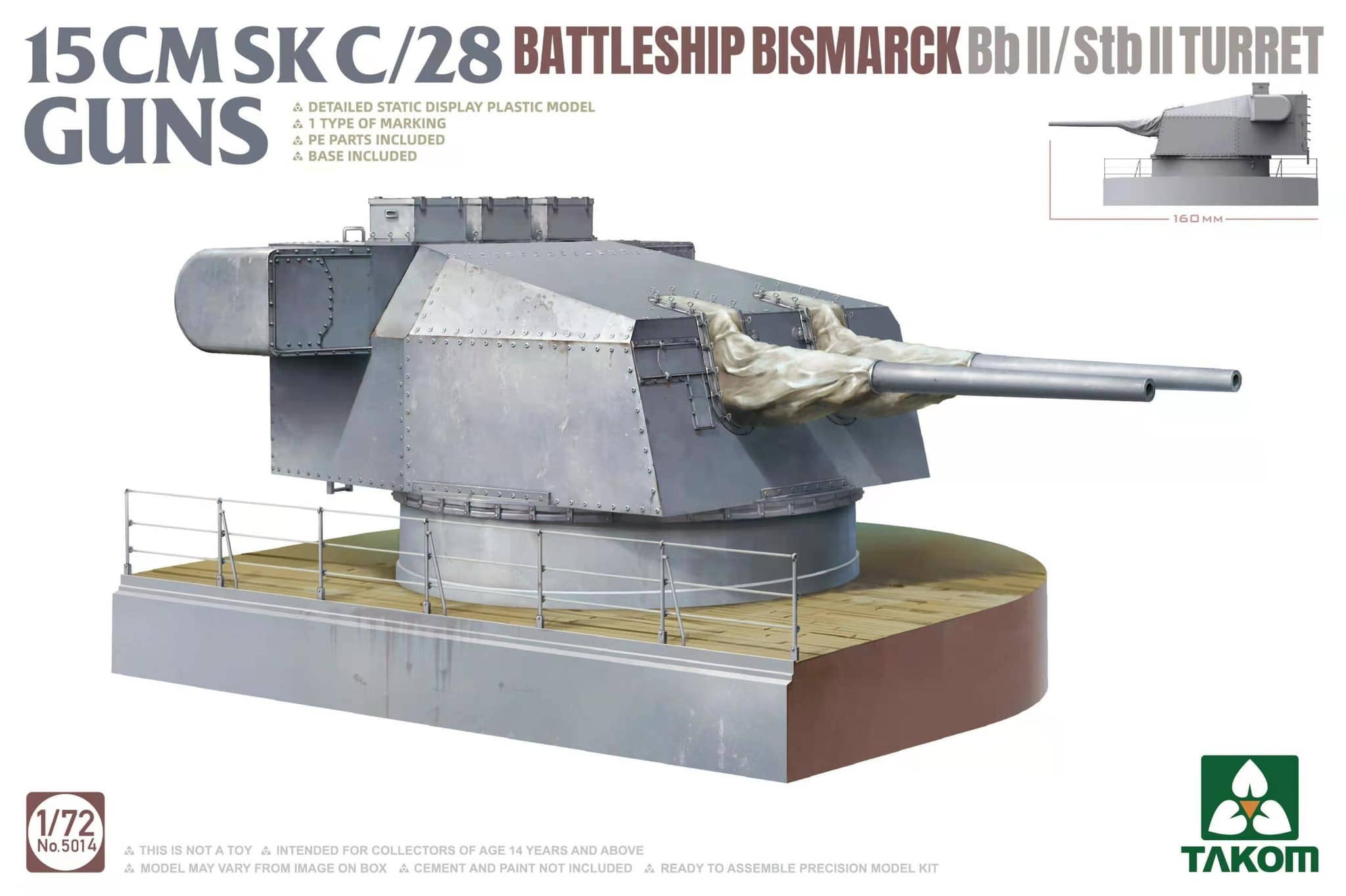 Takom 1/72 15 CMSK C/28 Battleship Bismarck Bb II/Stb II Turret | 4897051422068