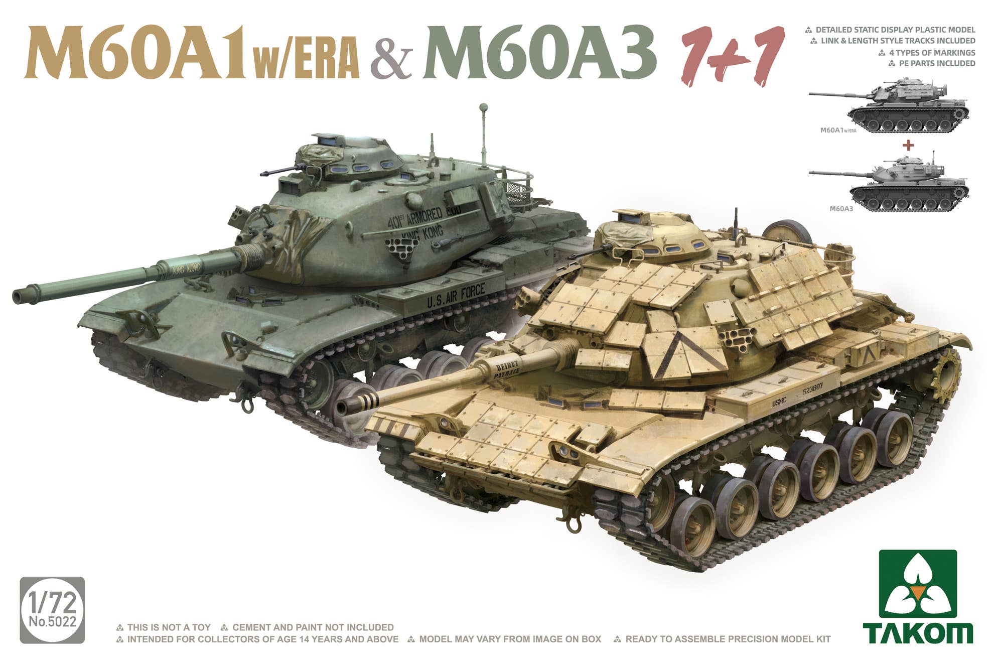 Takom 1/72 M60A1 w/ ERA & M60A3 1+1 | 4897051422778