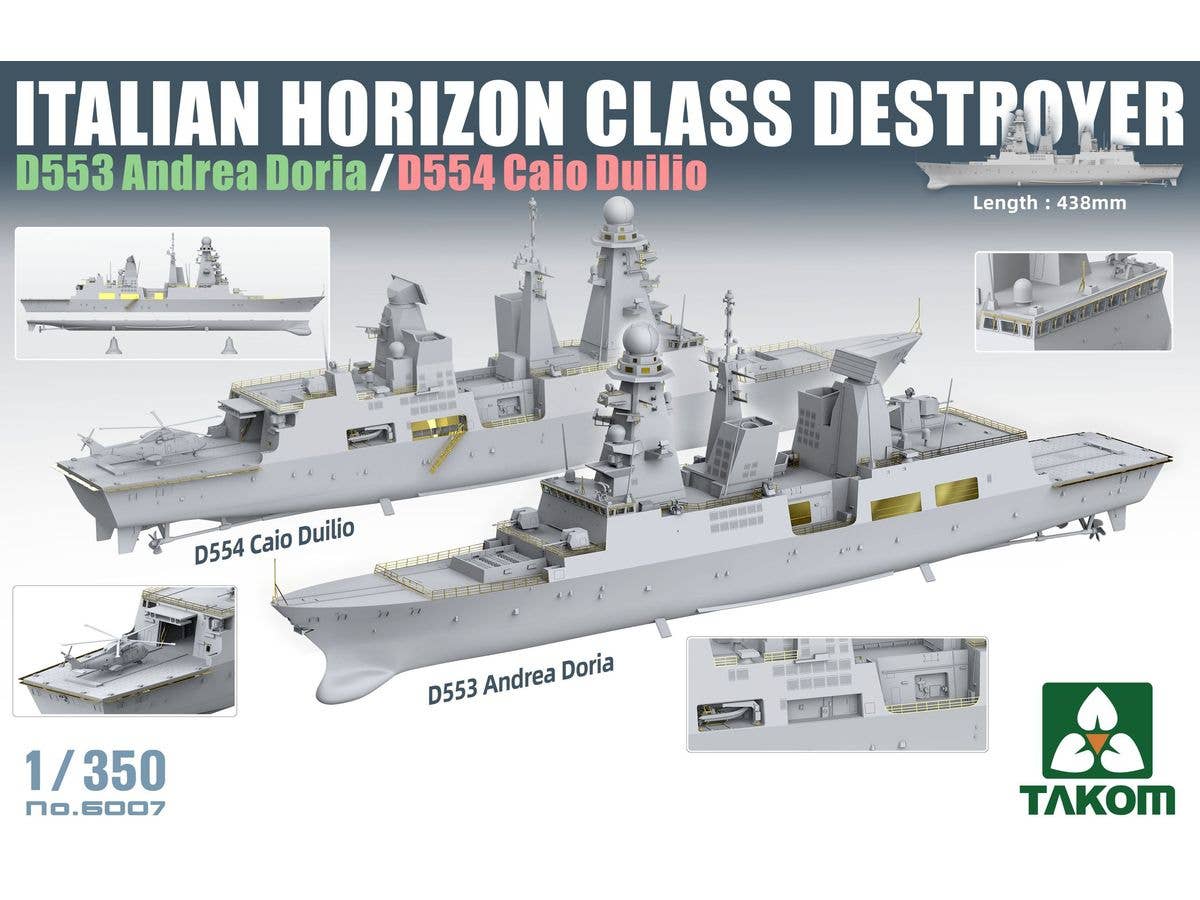 Takom 1/350 Italian Horizon Class Destroyer D553 Andrea Doria / D554 Caio Duilio | 4897051422471