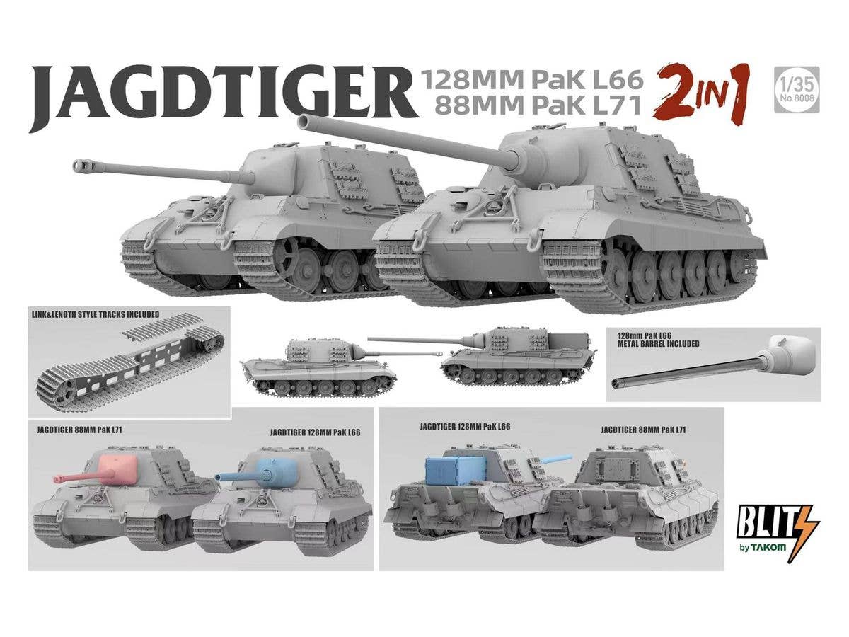 Takom 1/35 Jagdtiger (2 in 1) 128MM Pak L66 & 88MM Pak L71 | 4897051422228
