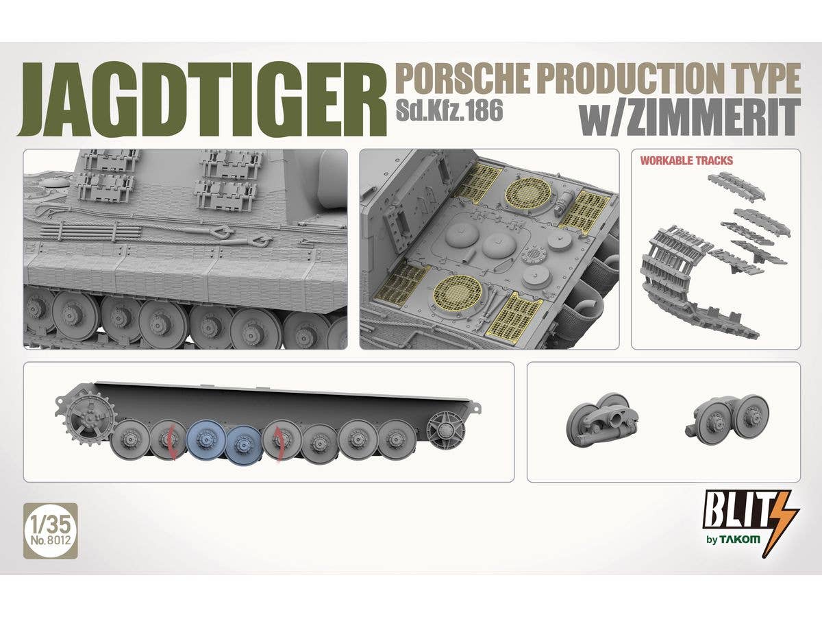 Takom 1/35 JAGDTIGER PORSCHE PRODUCTION TYPE Sd.Kfz.186 w/ZIMMERIT | 4897051422600