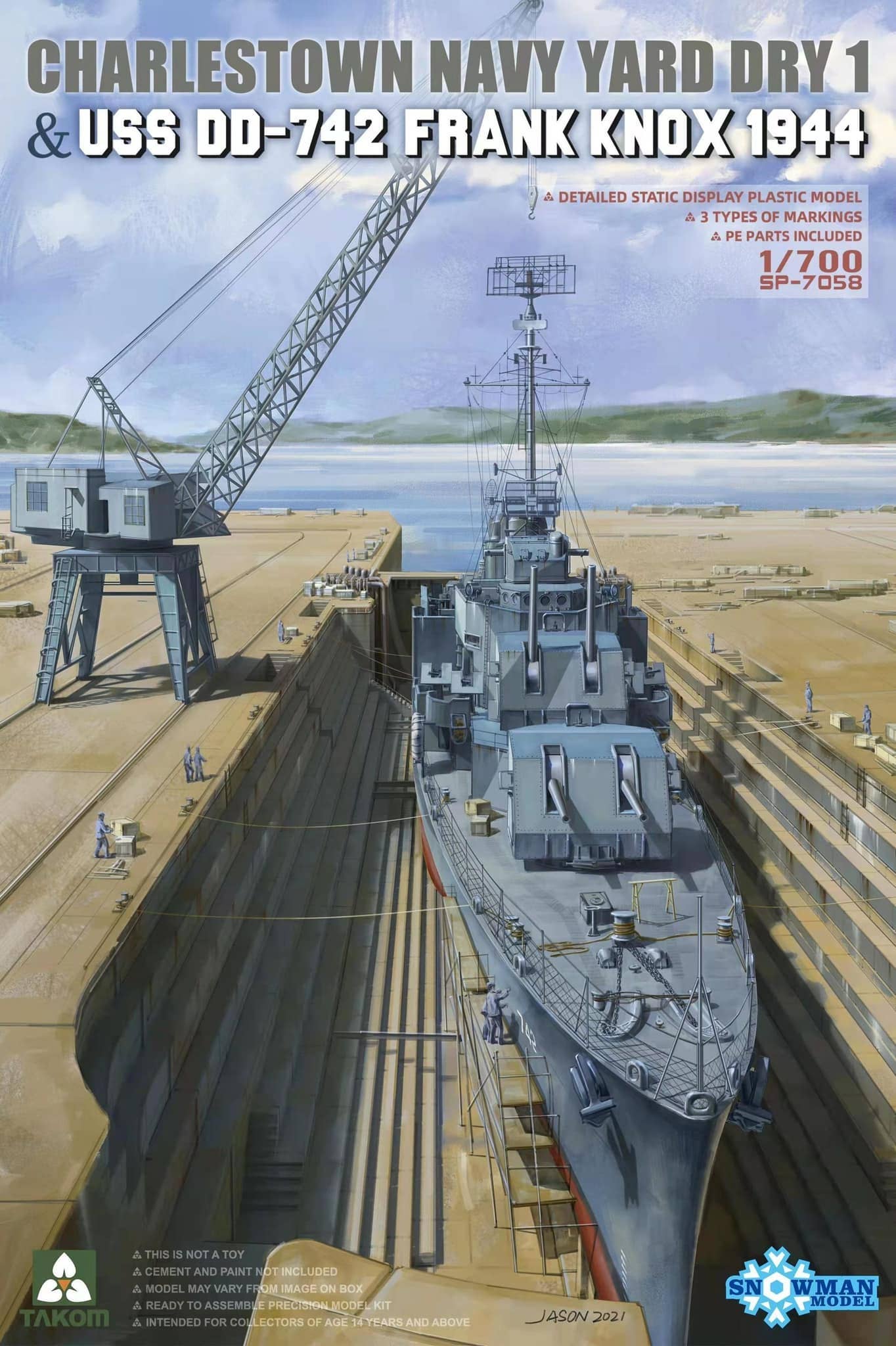 Takom 1/700 Charlestown Navy Yard Dry Dock 1 & USS Dd-742 Frank Knox 1944 | 4897051422099