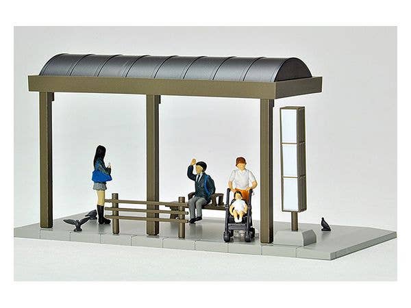 TomyTec Diocolle 64 1/64 #Car Snap 05a Bus Stop with 4 figures | 4543736312369