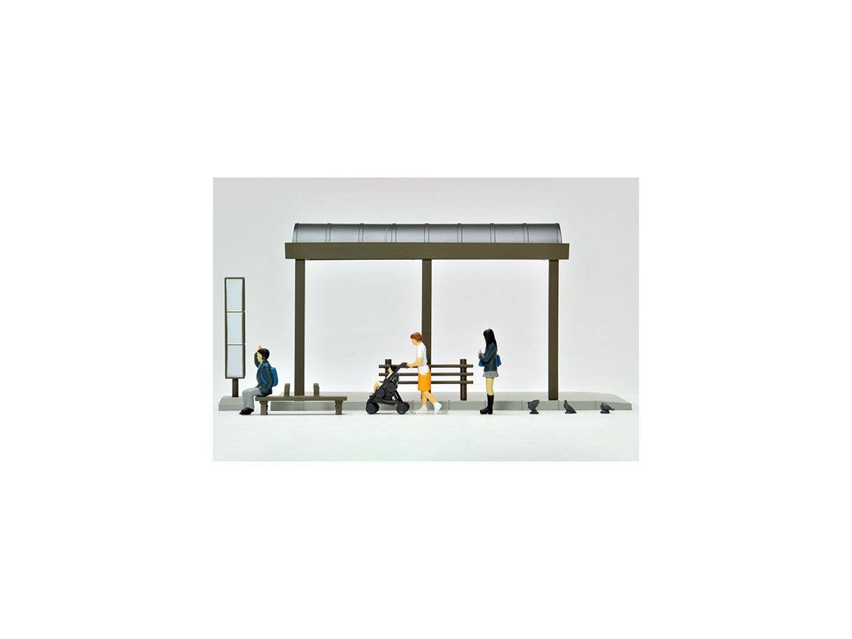 TomyTec Diocolle 64 1/64 #Car Snap 05a Bus Stop with 4 figures | 4543736312369