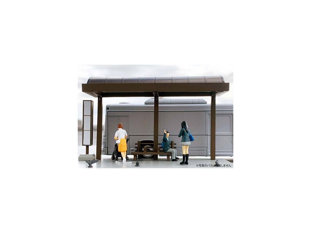 TomyTec Diocolle 64 1/64 #Car Snap 05a Bus Stop with 4 figures | 4543736312369