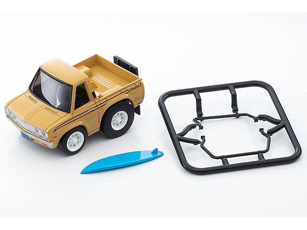 TomyTec Choro Q QS-03b Datsun Truck Beige with a Surfboard | 4543736328483