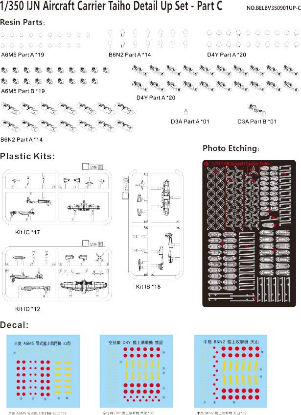 Very Fire 1/350 IJN Aircraft Carrier Taiho Detail Up Set - Part C | 4589913346260