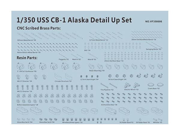 Very Fire 1/350 USS CB-1 Alaska Detail Up Set (For Hobby Boss 86513) | 4589913231054