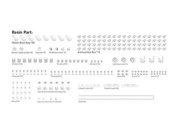 Very Fire 1/350 IJN Heavy Cruiser Chikuma Detail Up Set (For Tamiya 78027) | 4589913278059