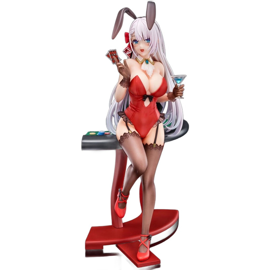 Riselia Ray Crystalia wearing crimson bunny costume with Nip Slip Gimmick System