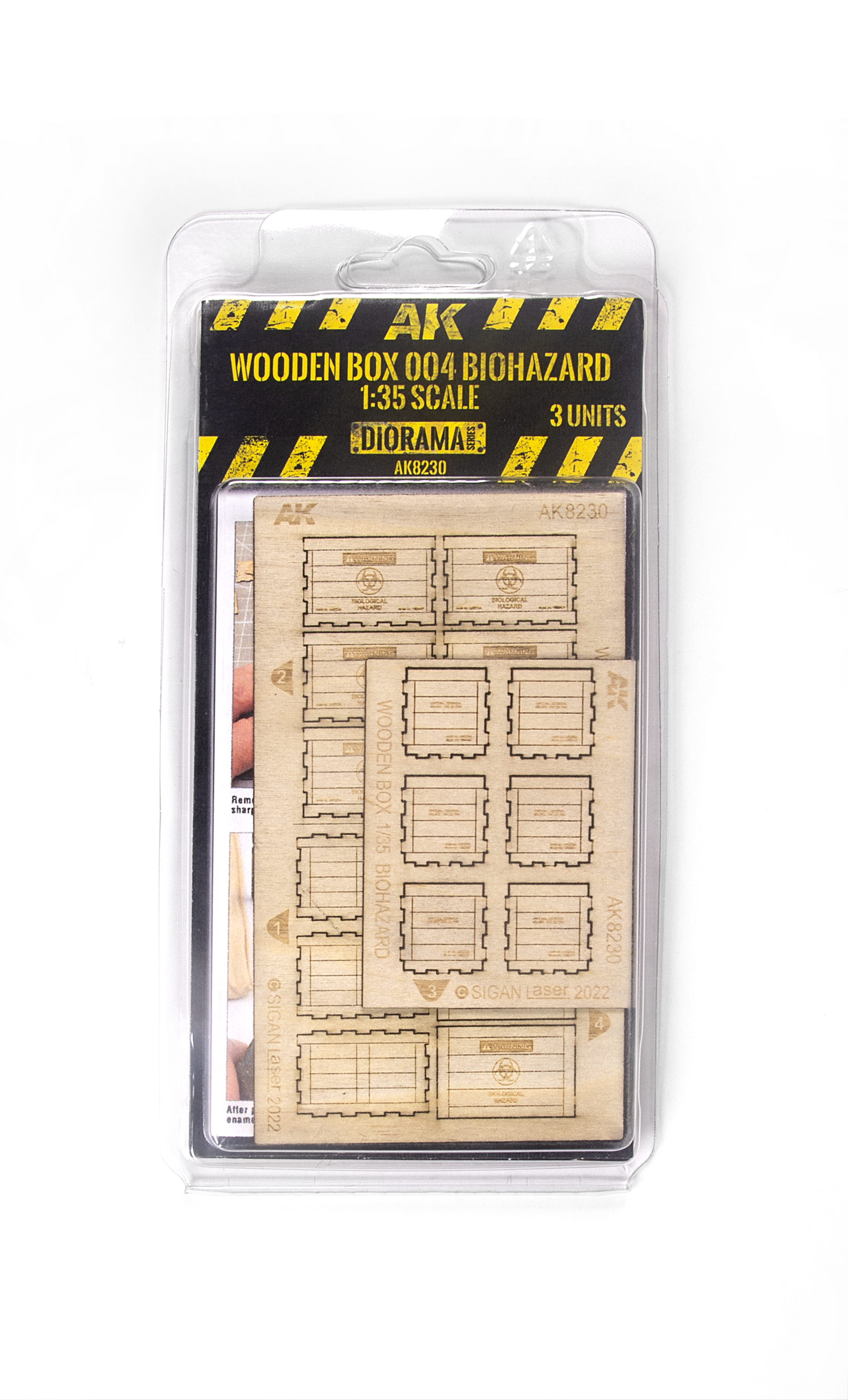 AK Interactive 1/35 Wooden Box 004 Biohazard, 3 Units | 8435568328952