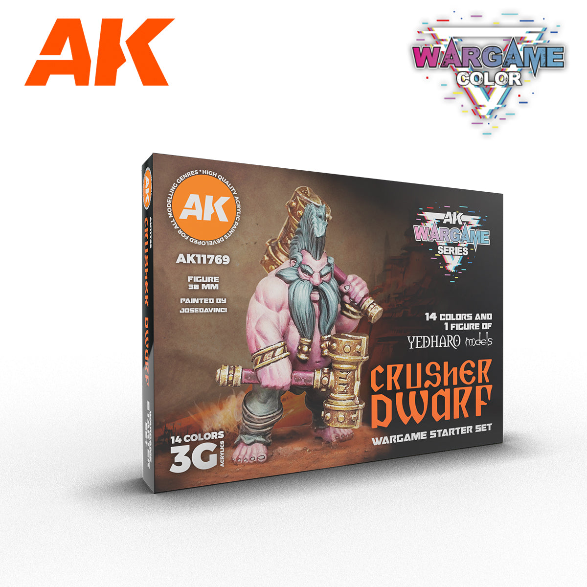 AK Interactive Wargame Starter Set - Crusher Dwarf (14 Colors & 1 Figure)