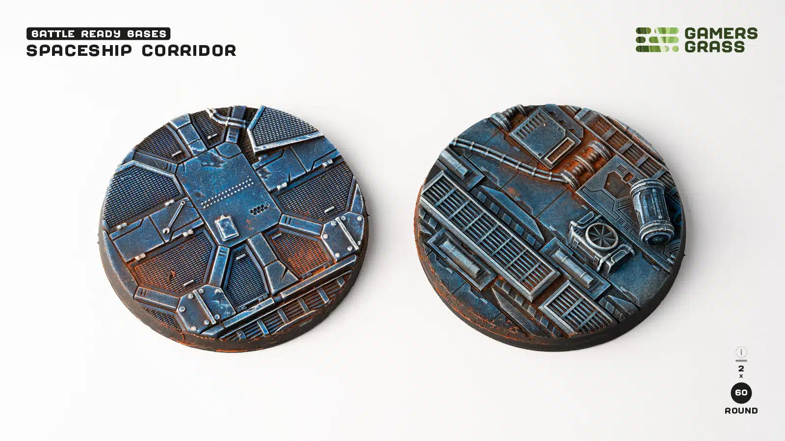 Gamers Grass Battle Ready Bases - Spaceship Corridor - Round 60mm (x2) | 738956790255