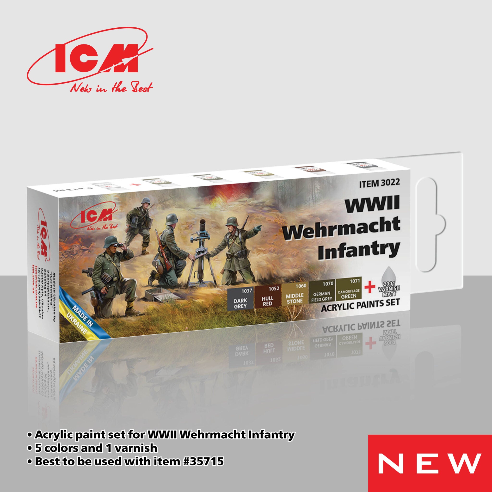 ICM Acrylic Paint Set for WWII Wehrmacht Infantry | 4823044409167