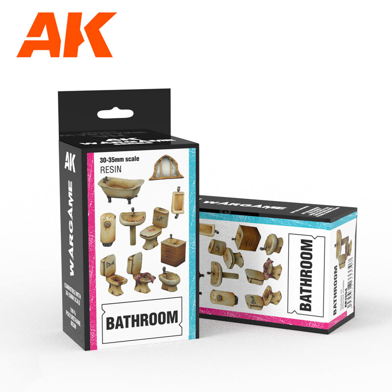 AK Interactive Bathroom Wargame Set 100% Polyurethane Resin Compatible With 30-35MM Scale | 8435568333307
