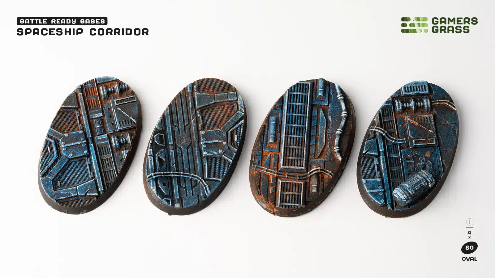 Gamers Grass Battle Ready Bases - Spaceship Corridor - Oval 60mm (x4) | 738956790279
