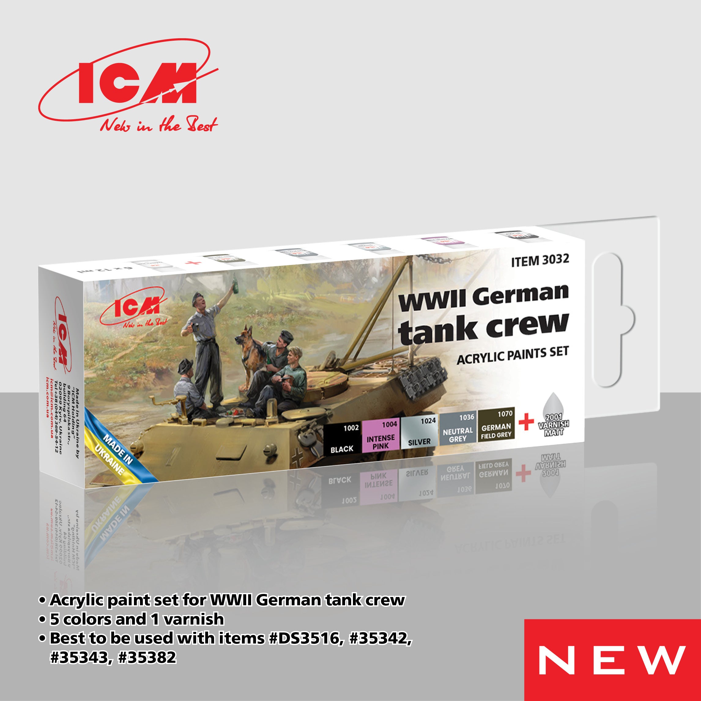 ICM Acrylic Paint Set for WWII German tank crew | 4823044409976