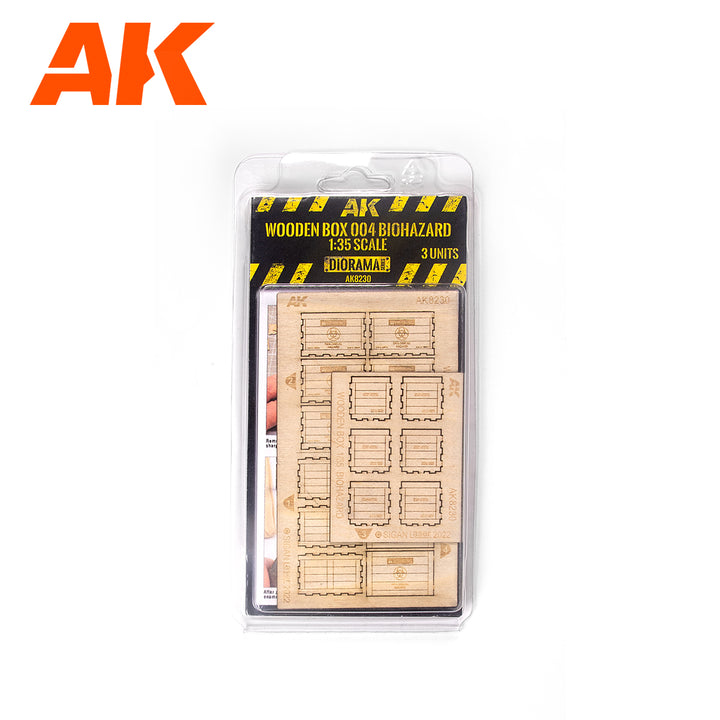 AK Interactive 1/35 Wooden Box 004 Biohazard, 3 Units | 8435568328952