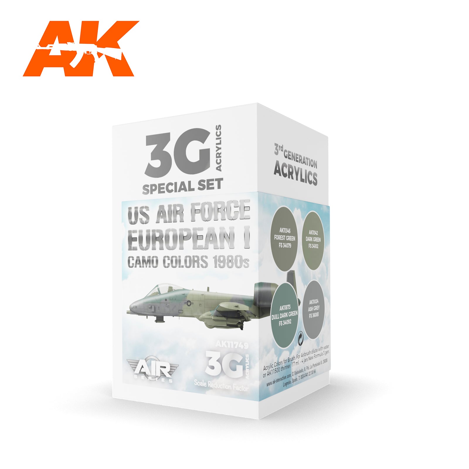 AK Interactive 3G Air - US Air Force European I Camo Colors 1980s SET | 8435568314573
