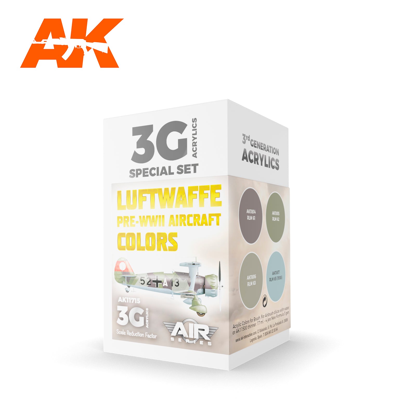 AK Interactive 3G Air - Luftwaffe Pre-WWII Aircraft Colors SET | 8435568314146