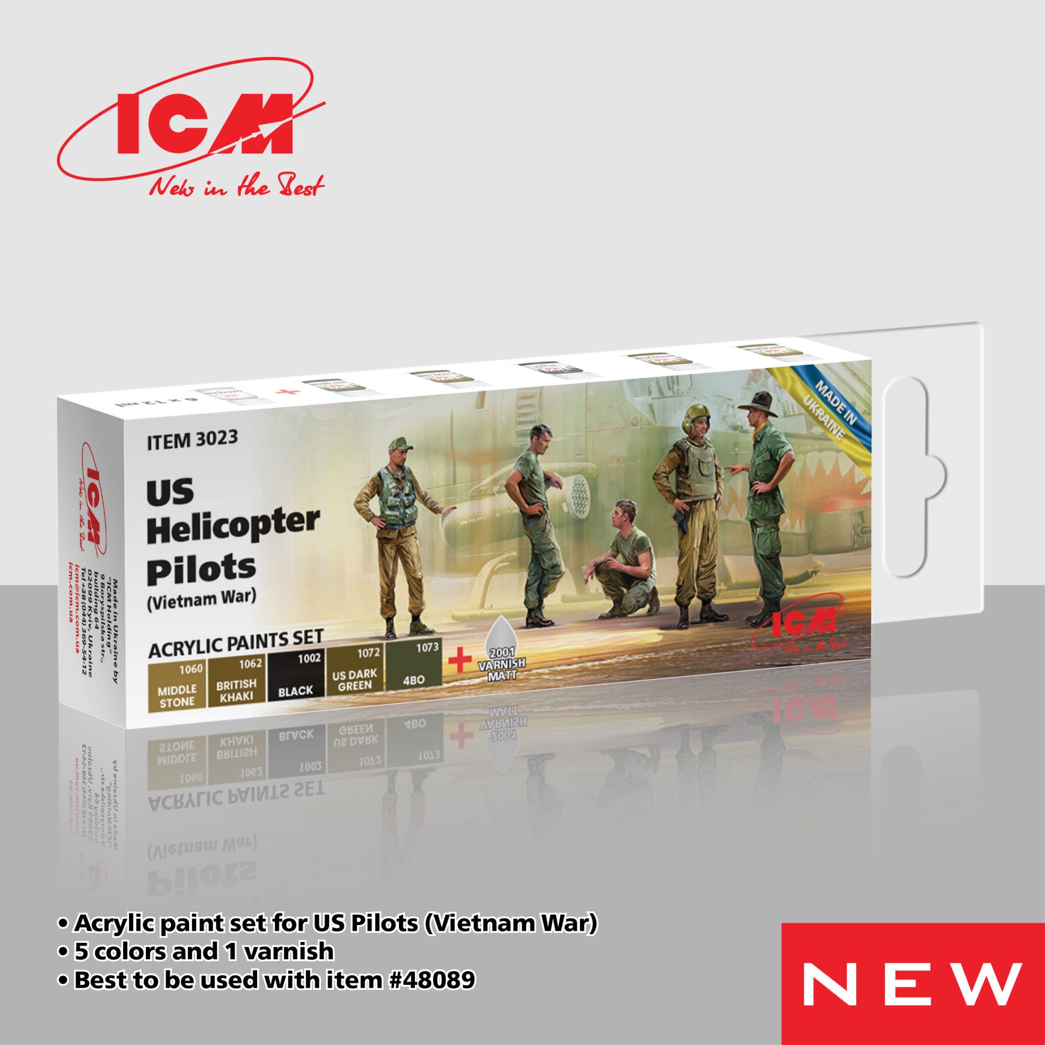 ICM Acrylic Paint Set for US Helicopter Pilots (Vietnam War) | 4823044409174