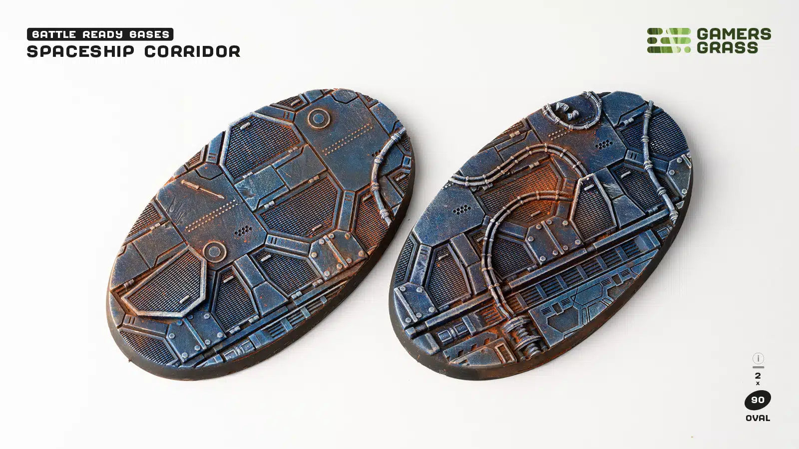 Gamers Grass Battle Ready Bases - Spaceship Corridor - Oval 90mm (x2) | 738956790293