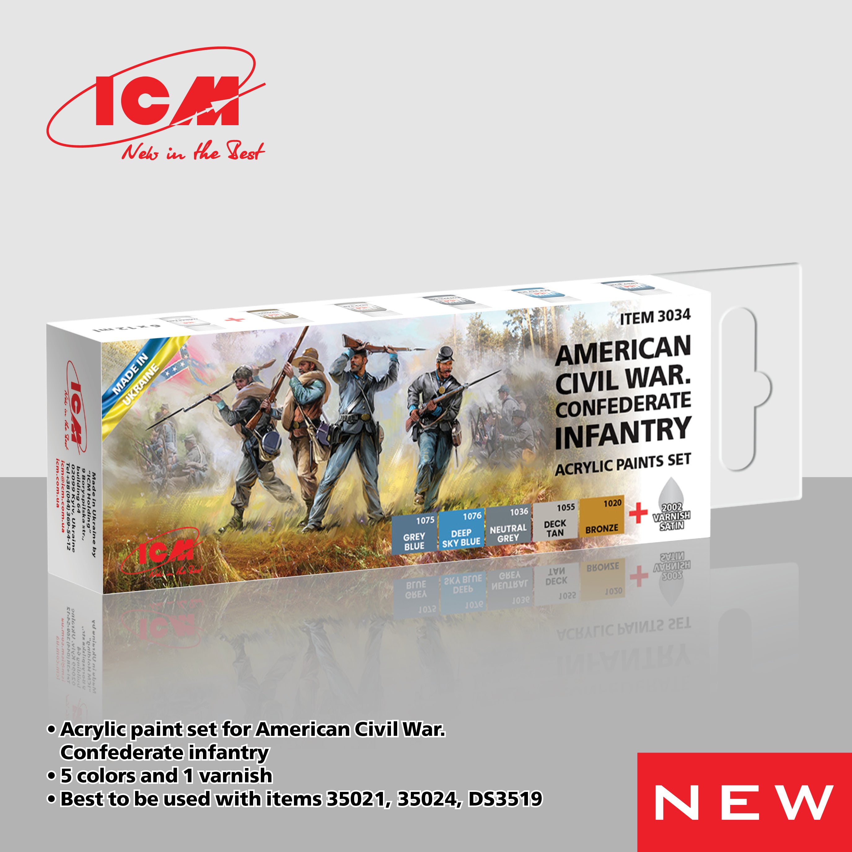 ICM Acrylic Paint Set for American Civil War. Confederate Infantry | 4823044409990