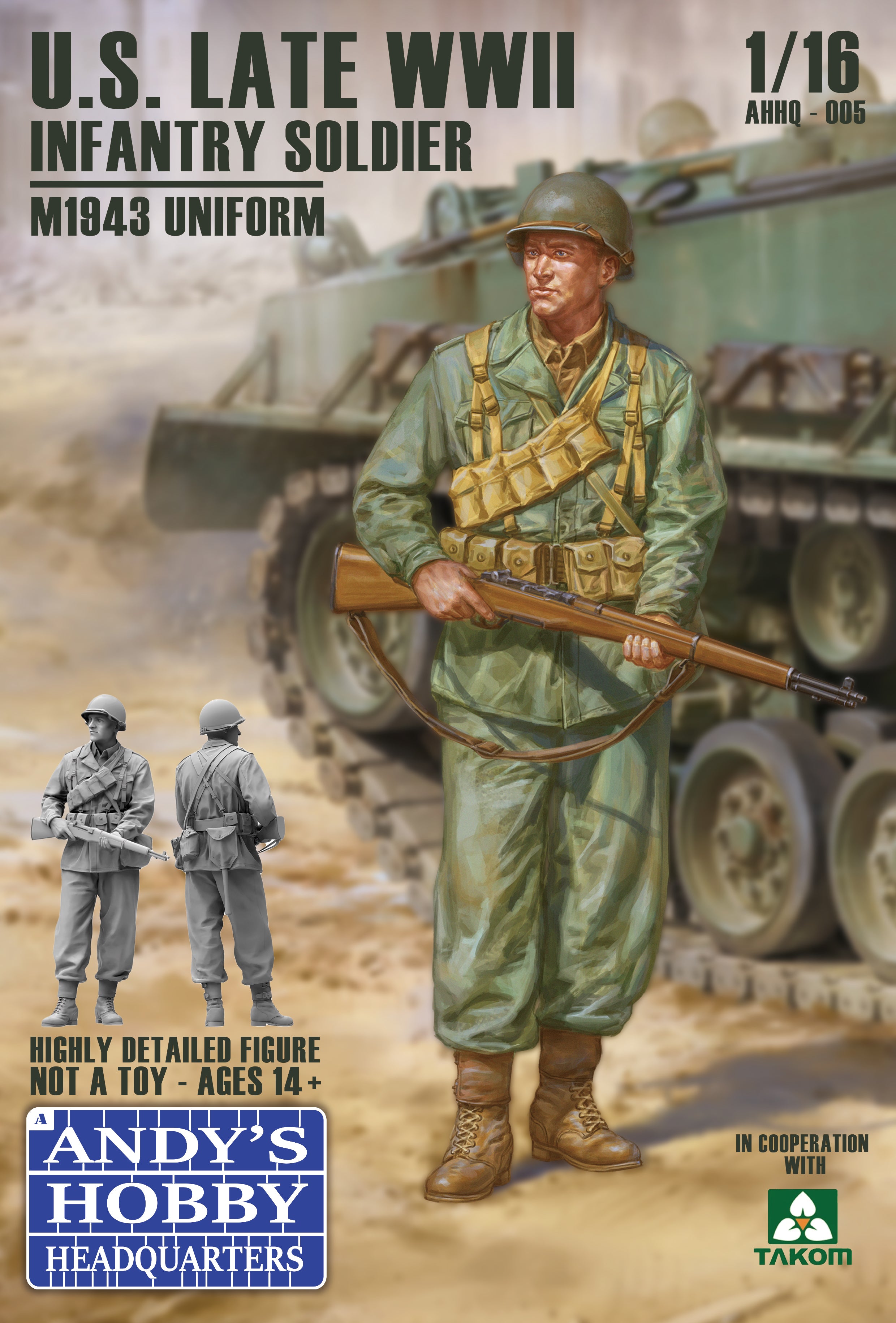 Andy's HHQ X Takom 1/16 U.S. Late WWII Infantry Soldier, M1943 Uniform | 783495788225