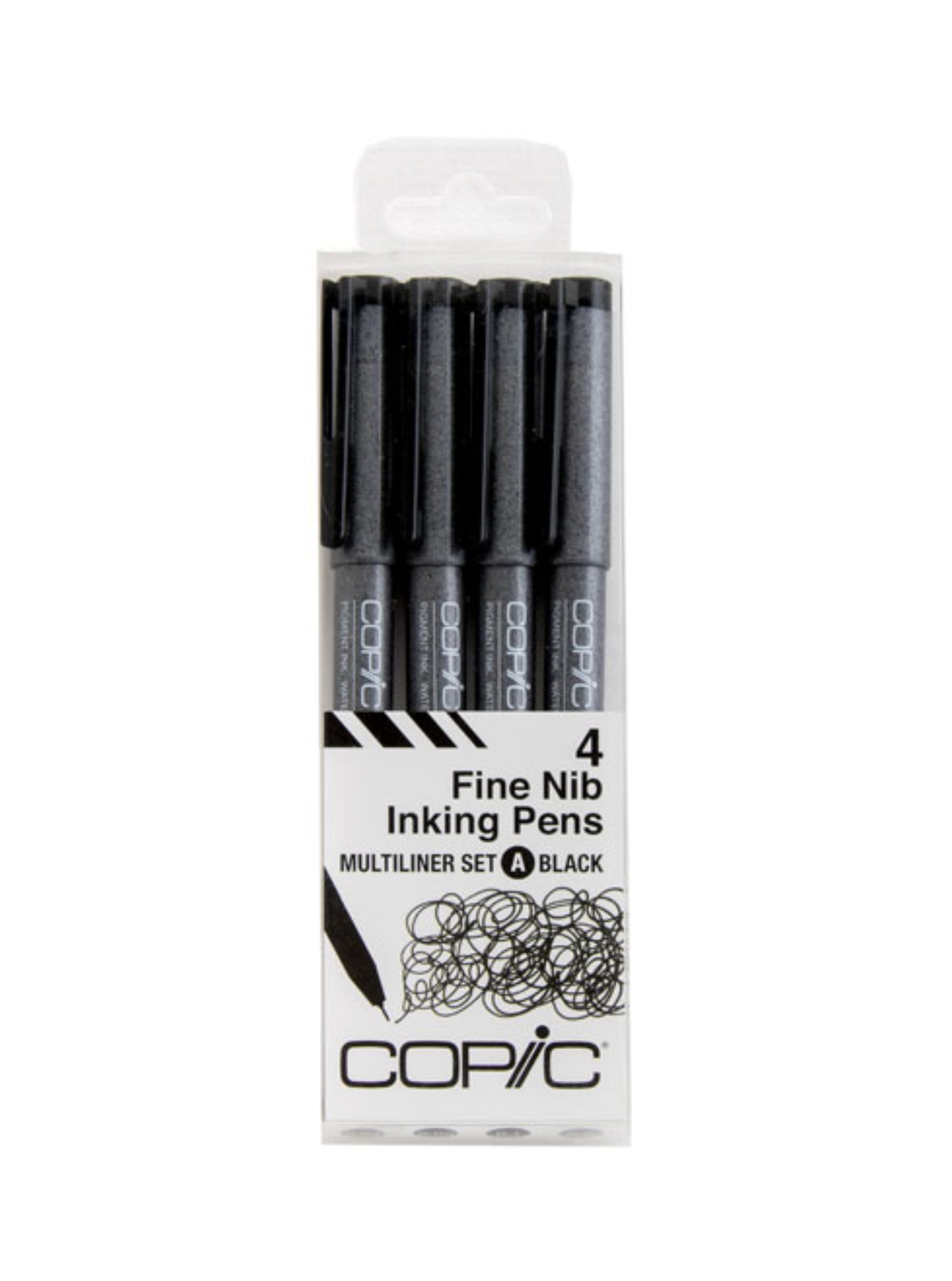 Copic Multiliner 4Pc Fine Nib Ink Pens, Black Set A | 4511338052693