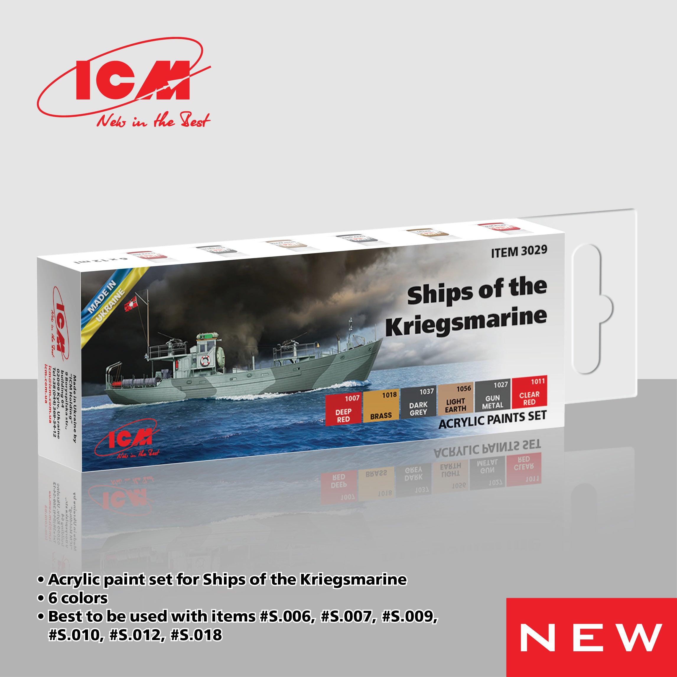 ICM Acrylic Paint Set for Ships of the Kriegsmarine | 4823044409945