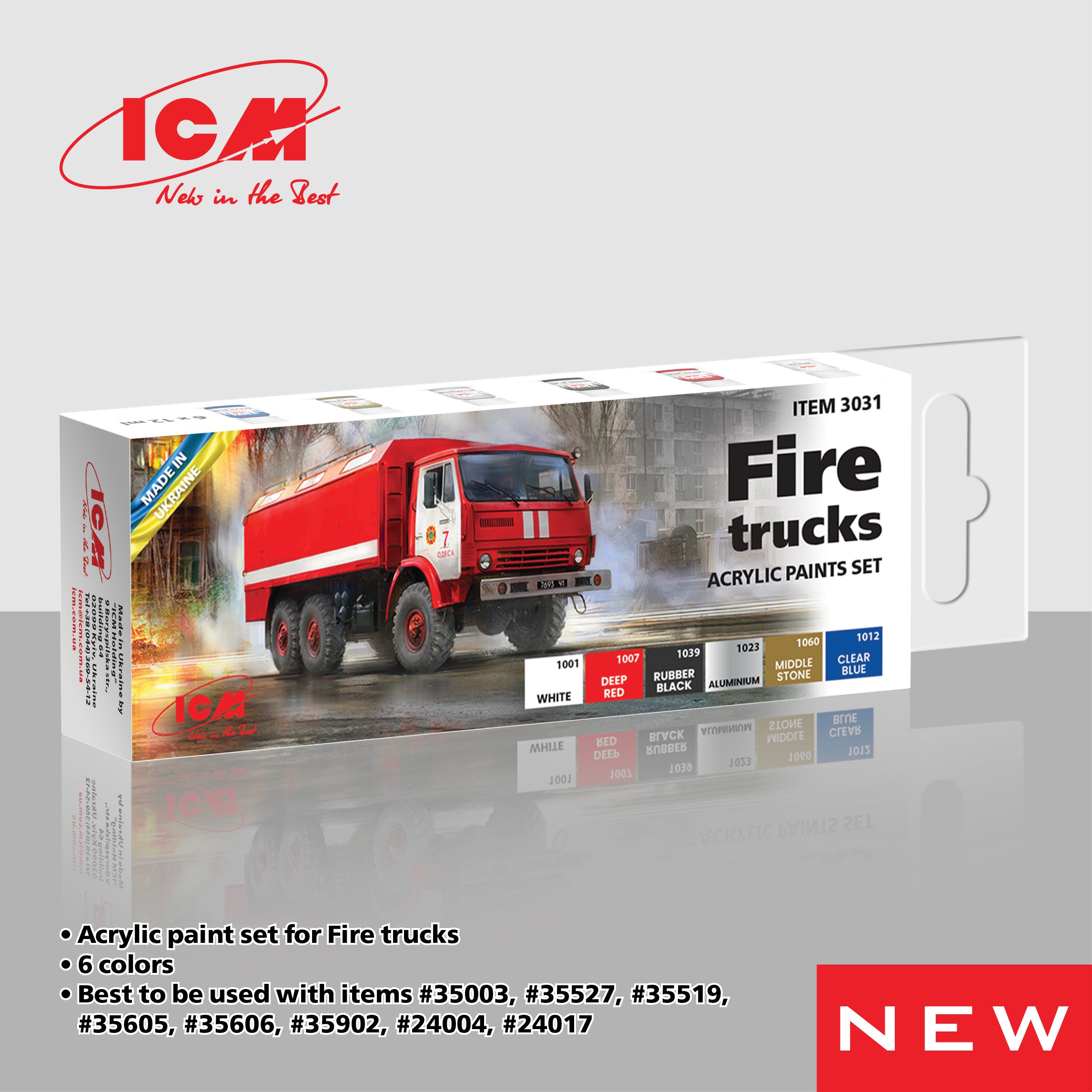 ICM Acrylic Paint Set for Fire trucks | 4823044409969