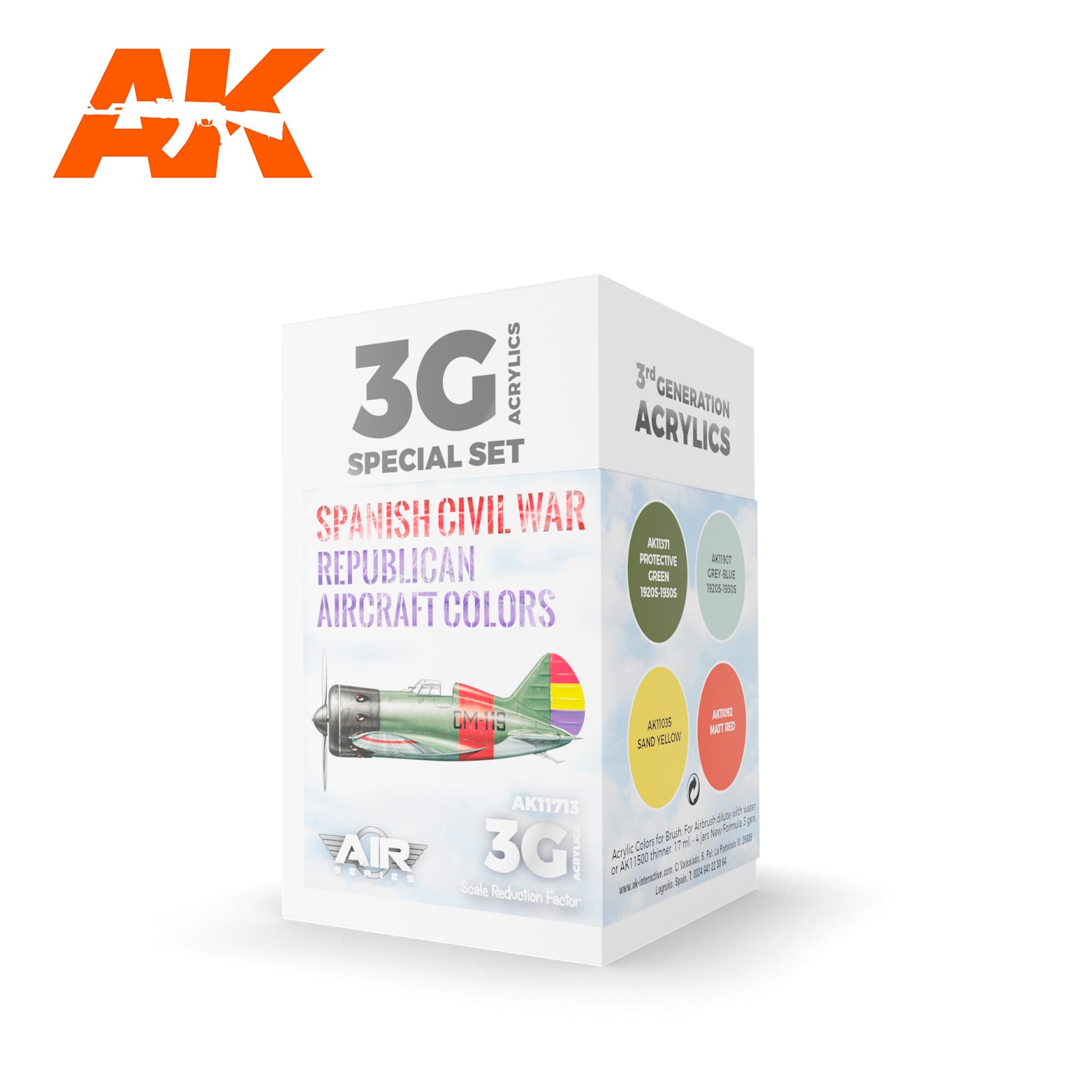 AK Interactive 3G Air - Spanish Civil War. Republican Aircraft Colors SET | 8435568313965