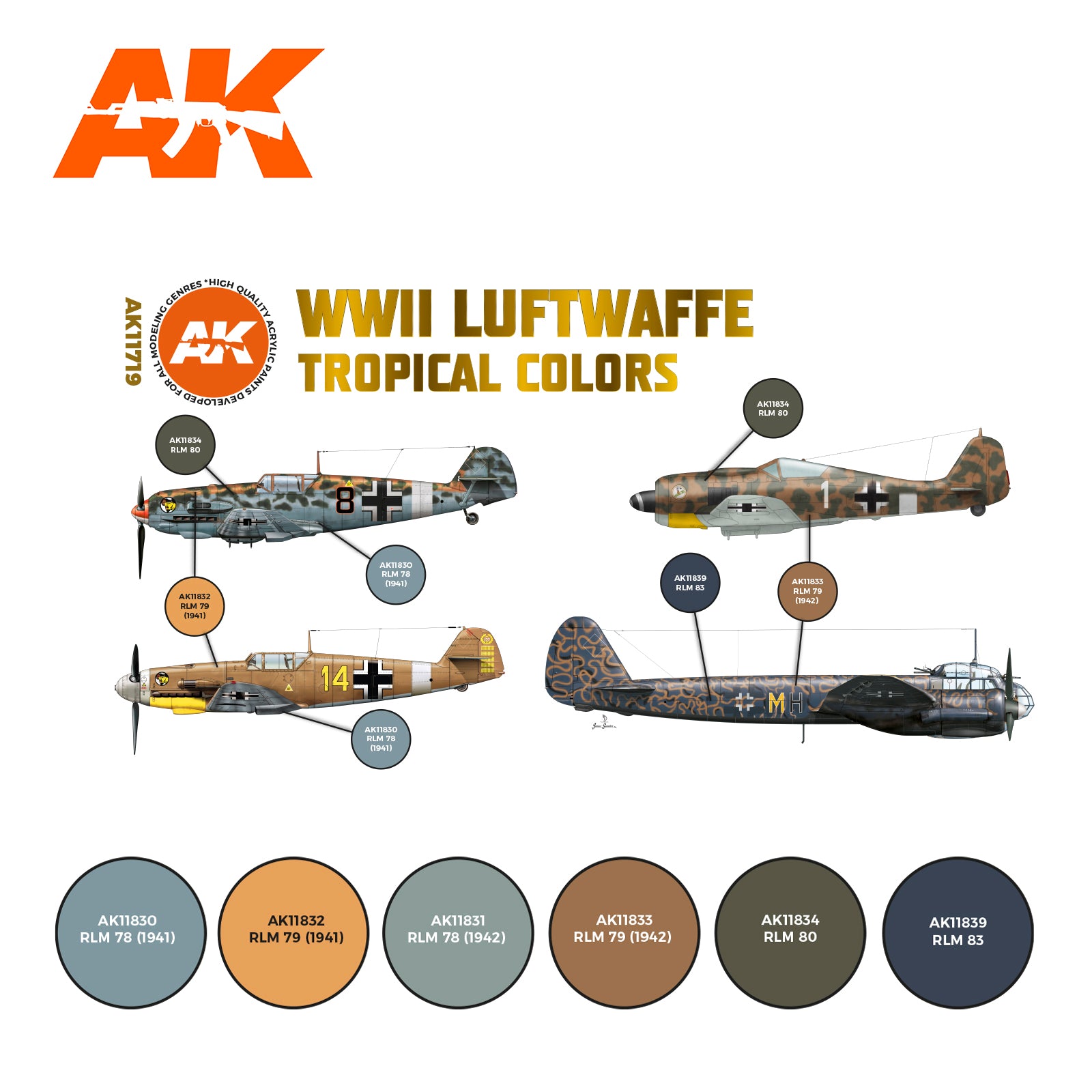 AK Interactive 3G Air - WWII Luftwaffe Tropical Colors SET | 8435568313972