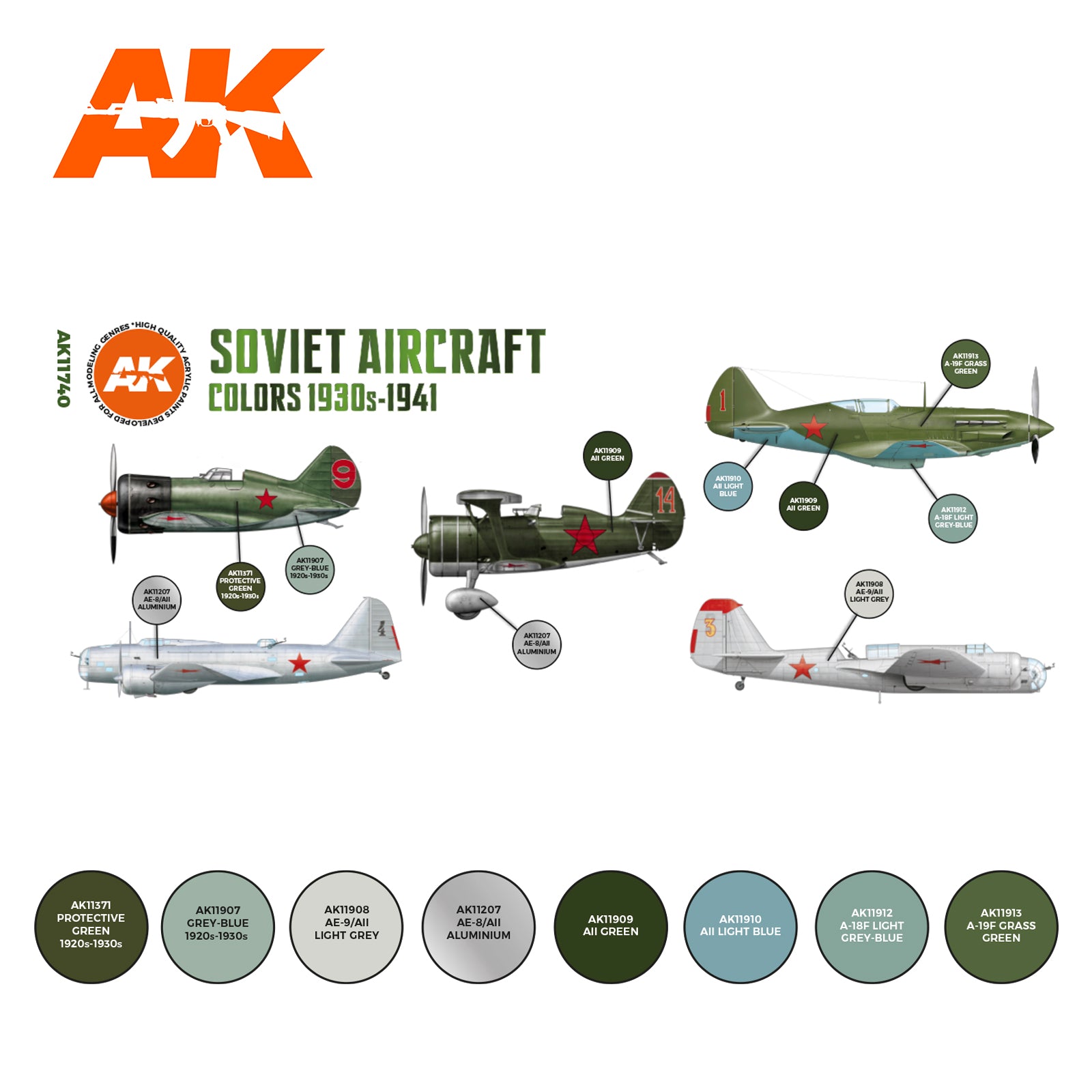 AK Interactive 3G Air - Soviet Aircraft Colors 1930s-1941 SET | 8435568314474