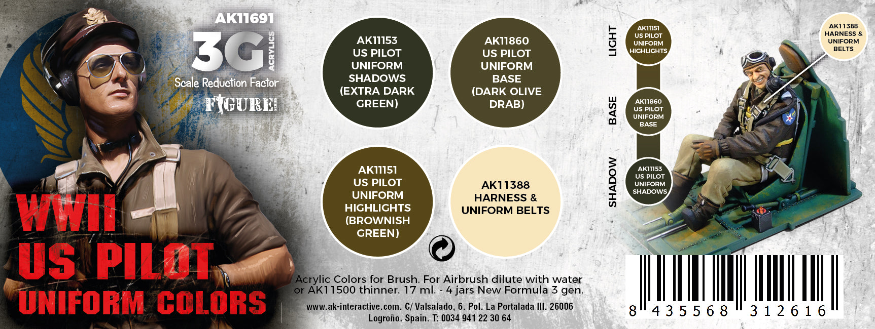 AK Interactive 3G Air - WWII US UNIFORM COLORS | 8435568312616