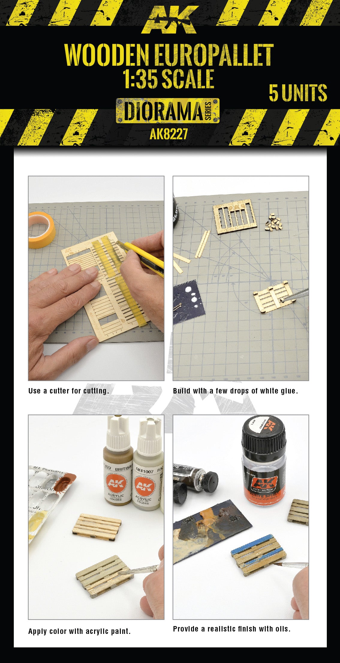 AK Interactive Laser Cut Wooden Europallet / 1:35, 5 Units | 8435568326637